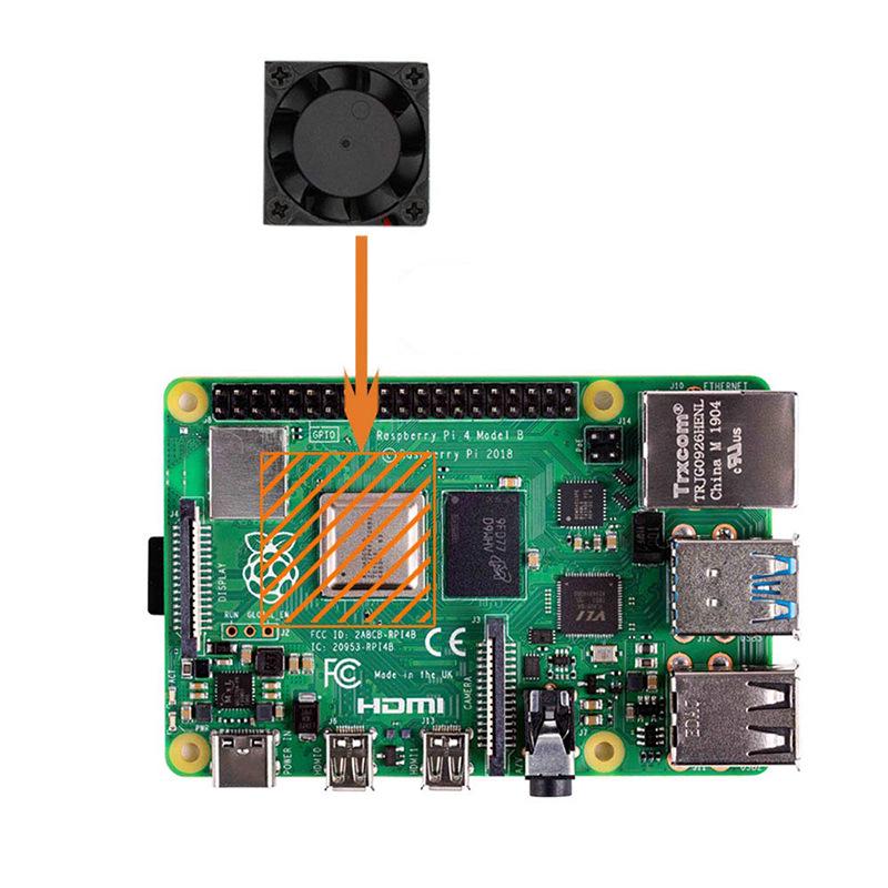 Комплект охлаждения для Raspberry Pi 4B: Алюминиевый радиатор с вентилятором и клейкой основой