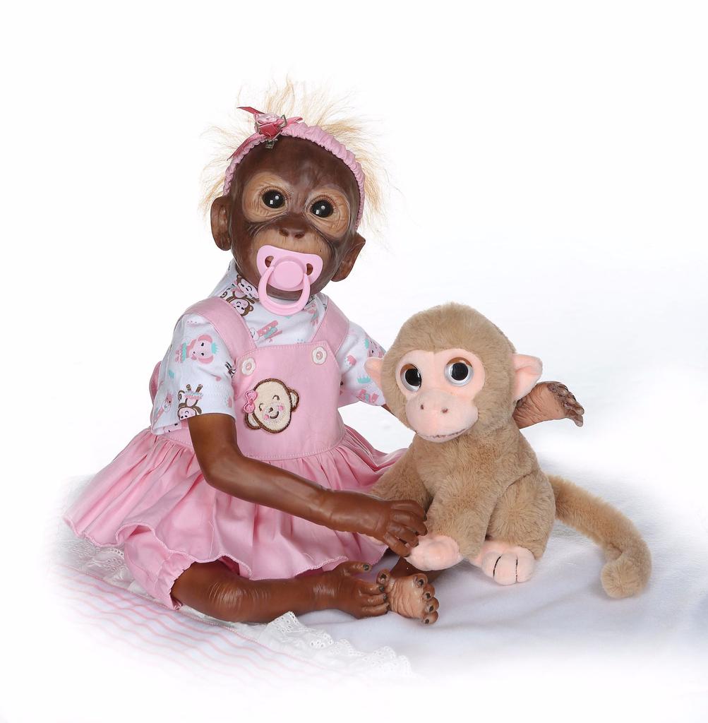 52 см, ручная работа, подробная краска, Reborn Baby Monkey, новорожденный ребенок, коллекционное искусство, высокое качество