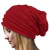 Knitted Pullover Beanie Hat with Folded Edge for Women Winter Outdoor Ski Cap Slouchy Soft Warm Stretchy Headwear