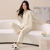 Couple pajamas pure cotton long-sleeved spring and autumn women's simple casual men's comfortable cardigan cotton loungewear set