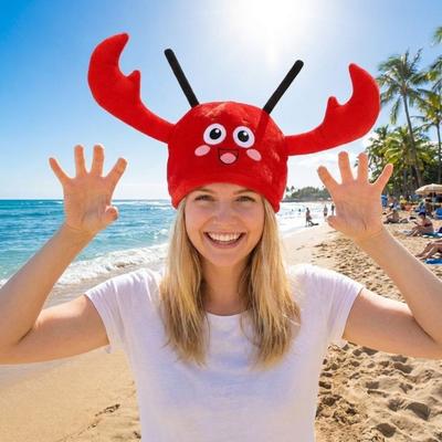 Soft Breathable Cartoon Lobster Plush Hat Funny Look Lobster Headgear Stage Performance