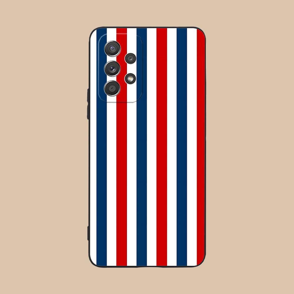 Red Blue Stripe Mobile Phone Case for Samsung Galaxy M55 54 42 35 34 33 32 23 22 15 14 13 12 F55 5G Colorful Cover Luxury Pretty