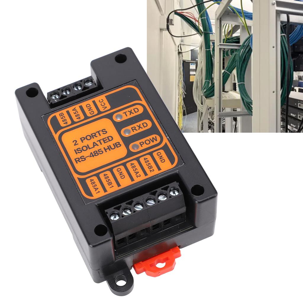 2 Ports Isolated Hub Serial Converter Automatic Isolated Hub 1 in 2 Out Industrial Isolated Hub for Outdoor Engineering Applications