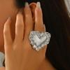 Love ring European and American retro jewelry exaggerated pleated lace adjustable open ring