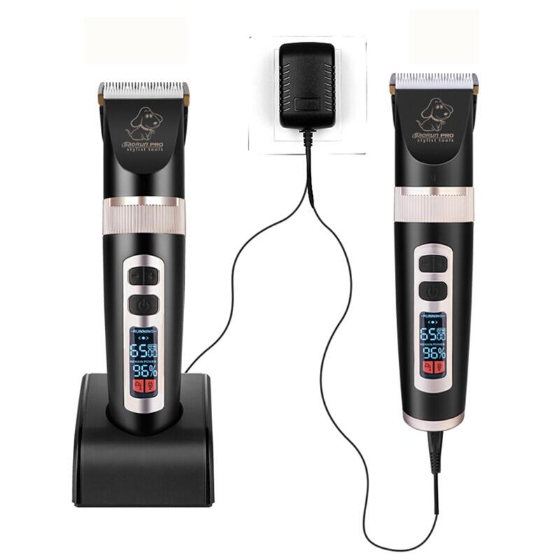 BaoRun P9 Professional Pet Dog Hair Trimmer Electrical Animals Grooming Clipper Rechargeable Cat Haircut Machine LCD Display