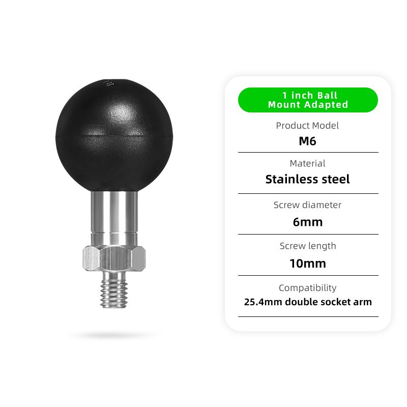 FANAUE Aluminum 1 inch Ball Head Adapter 25mm Mount Base Motorcycle Phone Holder Handlebar for DJI GoPro Insta360 Action Camera