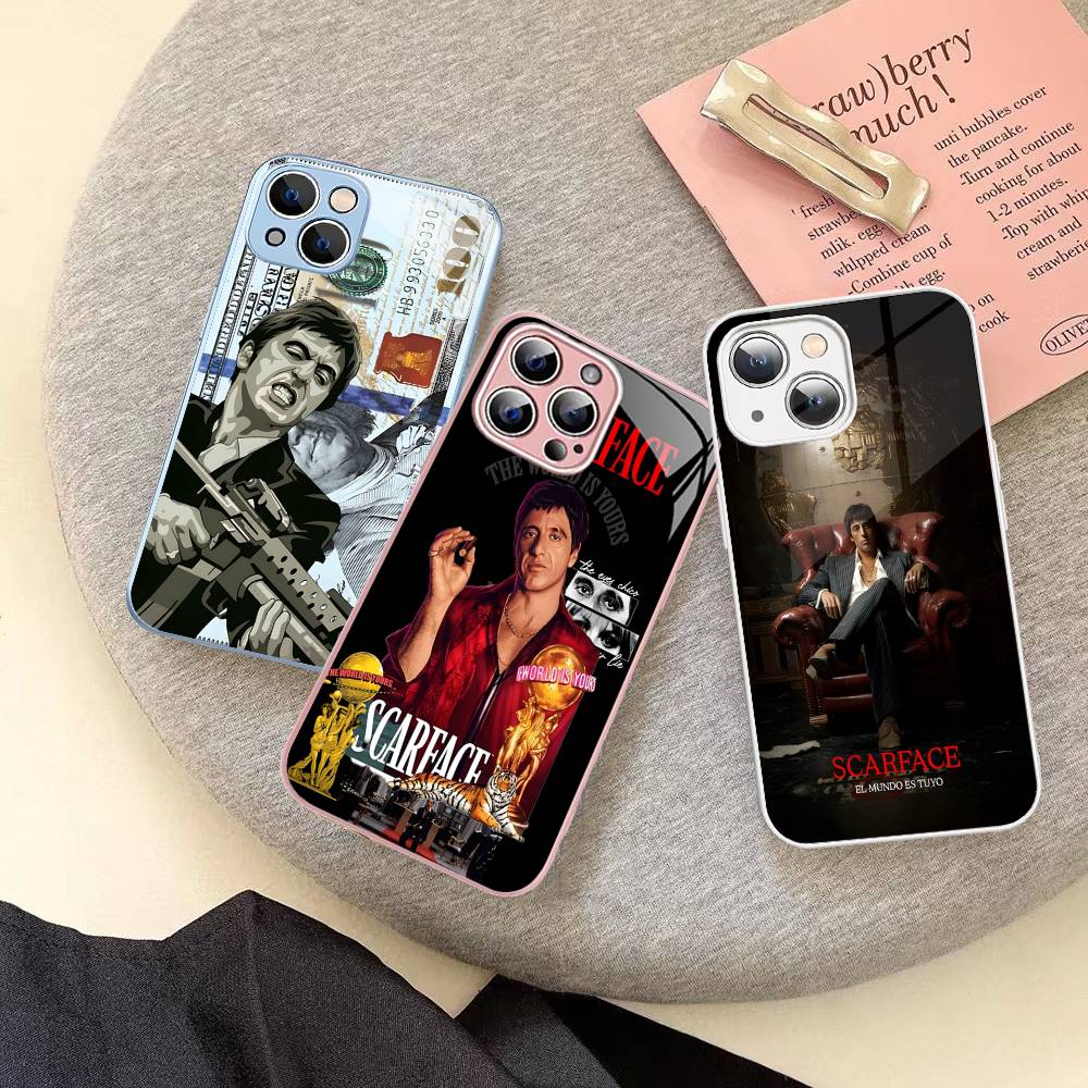Scarface Phone Case For iPhone 14 13 12 Mini 11 Pro XS Max X XR 14 Plus Tempered Glass Cover