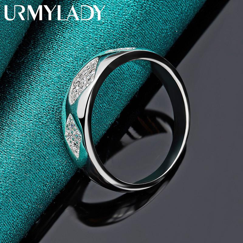 925 Sterling Silver Rhombus Zircon 7 8 9 10 Ring For Women Fashion Wedding Engagement Party Charm Jewelry
