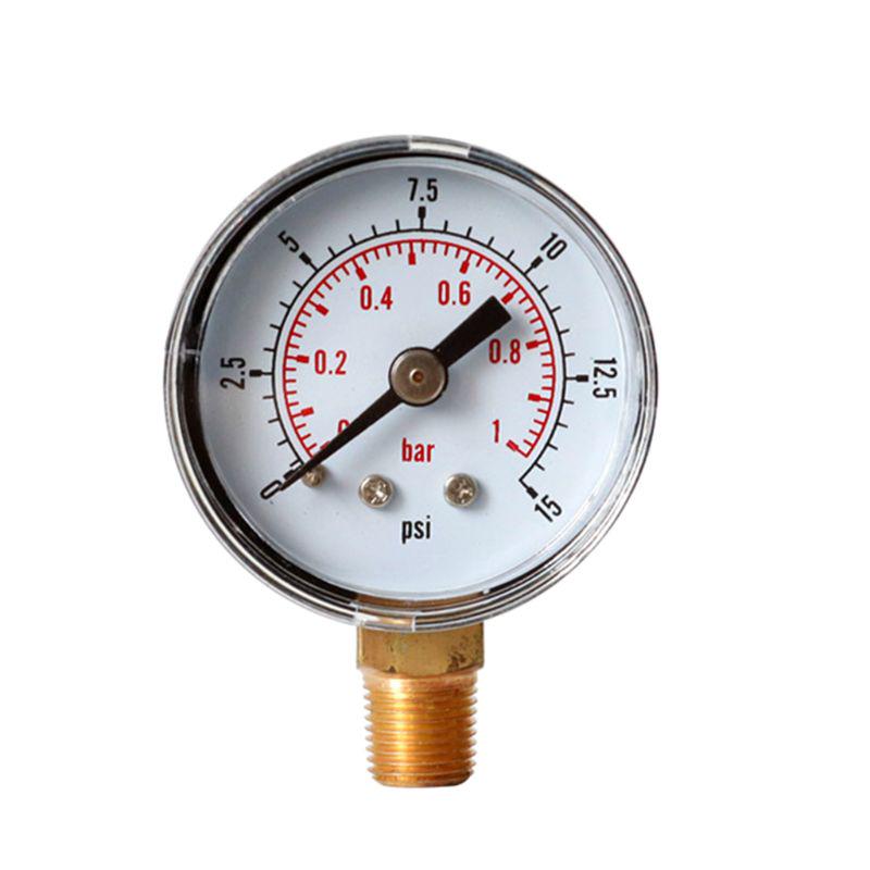 Манометр 40 мм, нижнее подключение 1/8" BSPT, 15, 30, 60, 100, 160, 200, 300 PSI и Бар, для воздуха, газа, воды, топлива, жидкостей.