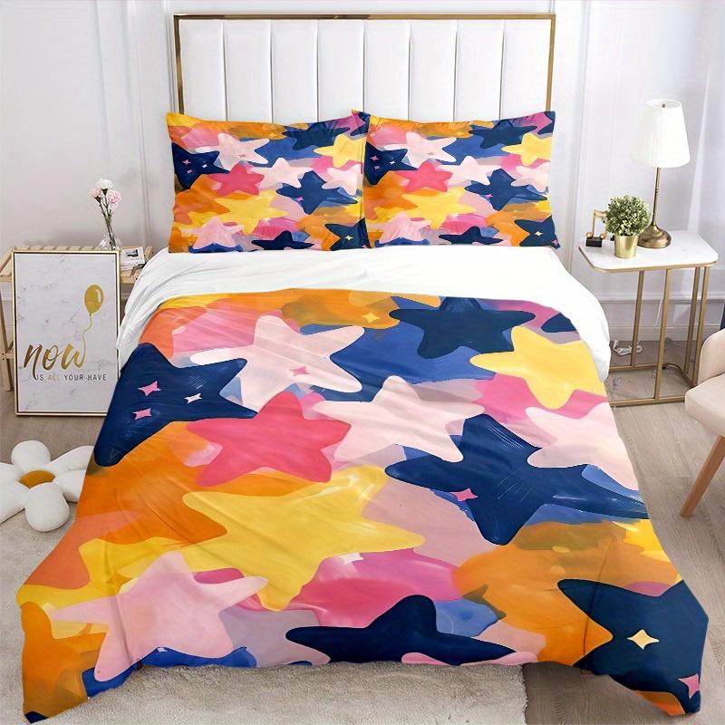 3pcs Star-shaped decorations Bedding Set, Ideal for Home Use, Suitable for Bedroom Decor (1*Duvet Cover + 1/2*Pillowcases, No Core) yy250821222