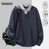 MARK FAIRWHALE Men's Old Money Style Faux Two-Piece Sweatshirt