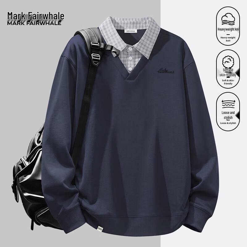 MARK FAIRWHALE Men's Old Money Style Faux Two-Piece Sweatshirt