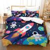 3D Bedding Set Duvet Cover Set,Astronaut In Outer Space With Pillowcases with Zipper Closure Quilt Case Printed For Kids Boy Gir