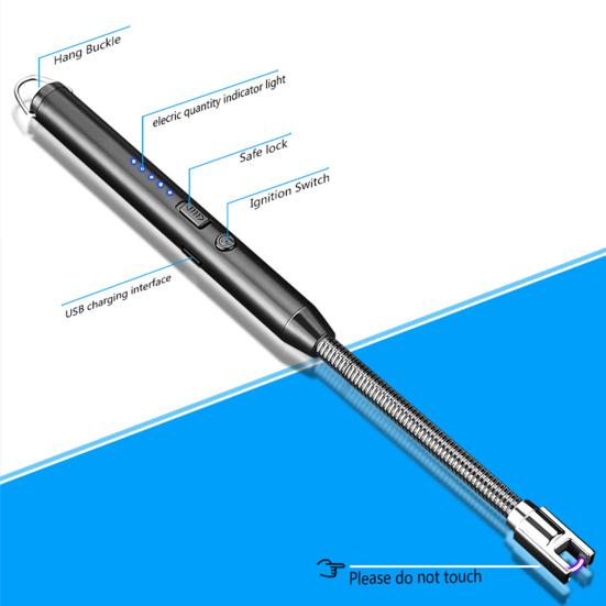 Rechargeable Igniter Windproof No Flame Long Handle BBQ Flameless Plasma Igniter Camping Equipment for Daily Life
