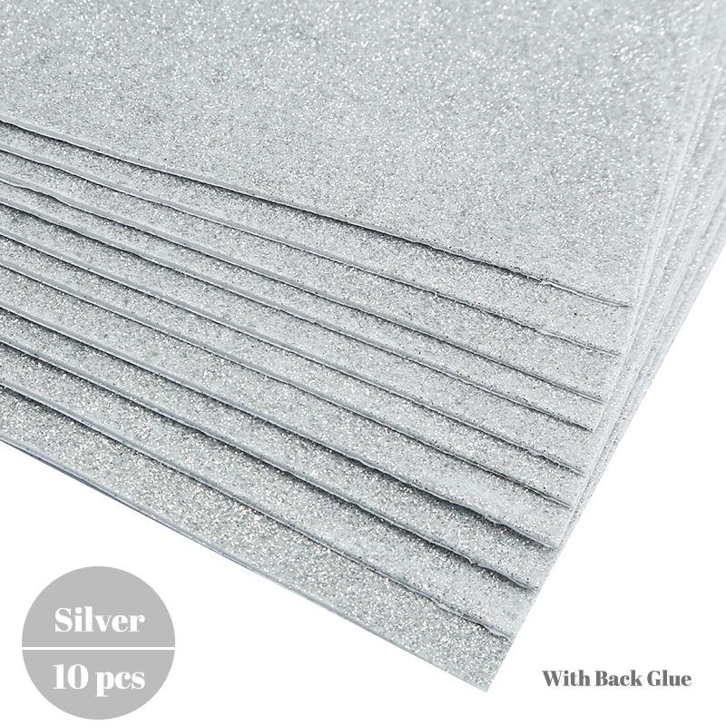 10Pcs Thick A4 Gold Powder Glitter Stickers Eva Foam Paper Shining Papers Kids Handmade Diy Scrapbooking Craft Decor Sticker