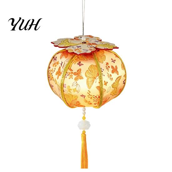 Diy Lantern Making Kit Spring Festival DIY Material Kit, Light Up Handmade Persimmon Shaped Hanfu Accessory Photo Prop with Tassel for Chinese
