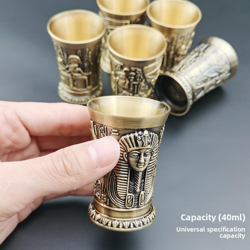 Vintage Egyptian Wine Glass Bronze Small Swallow Cup Creative Bullet Cup Personality Shot Cup Bar One Bite Cup