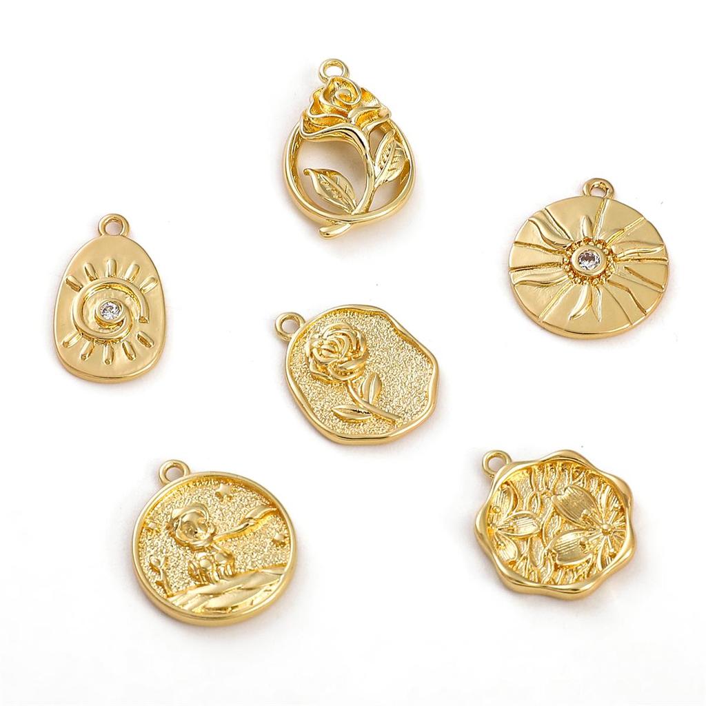 Copper Prince Rose Sun Pendant For DIY Jewelry Making Craft Accessories