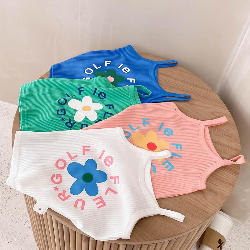 Летний детский свежий детский милый простой жилет без рукавов с принтом ромашки, топ-майка без рукавов для маленьких девочек