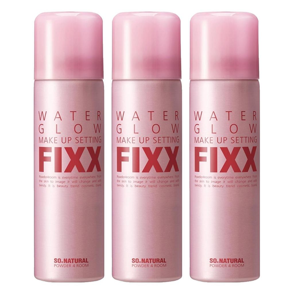 SO NATURAL Фиксатор макияжа Water Glow 75 мл x 3 шт. - Сияющий влажный финиш и увлажняющий спрей для стойкости для эффекта "стеклянной кожи"