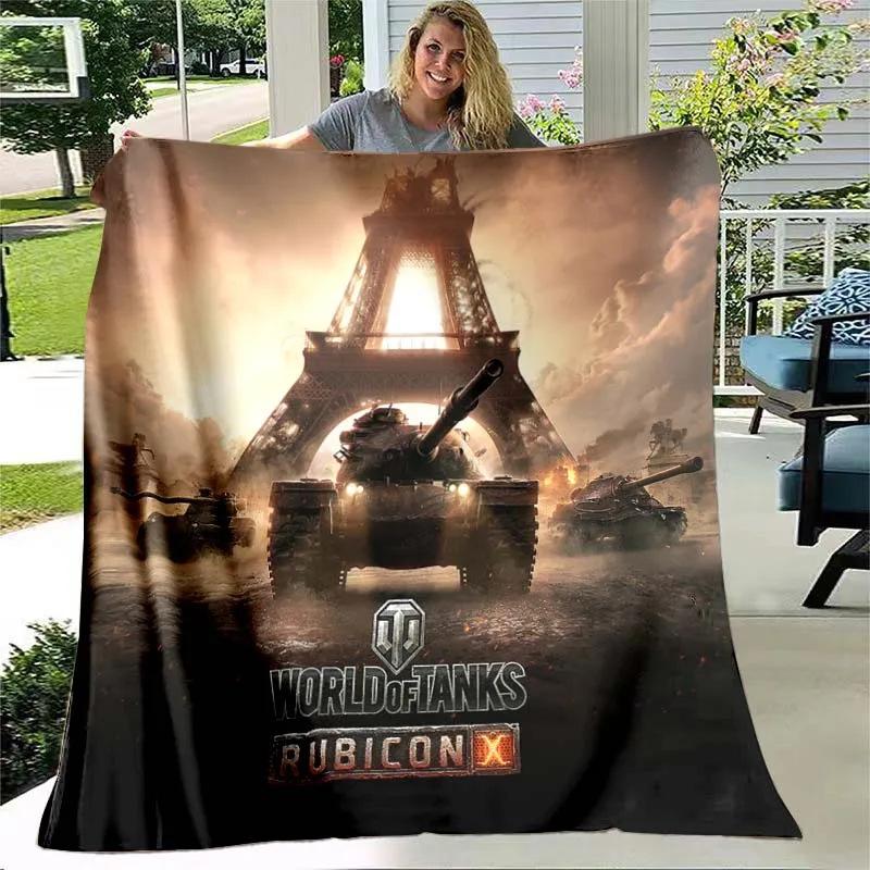 Tank Flannel Blanket Military Weapon Themed Blanket Hiking Picnic Blanket Boys Room Decorative Blanket