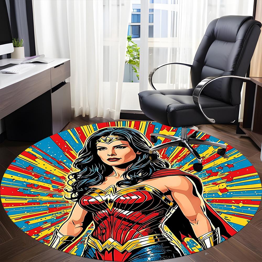1pc Wonder Woman, Superhero Chair Carpet for Office Non-Slip, Indoor Non-Slip Washable Carpet, Non-Shedding Mat For Office yy251030073