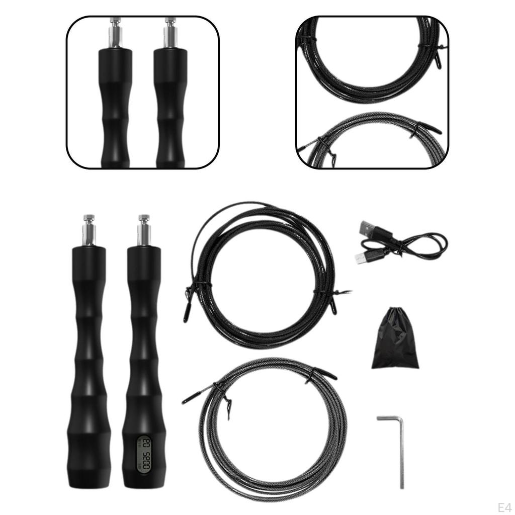 Счетная скакалка, 2 шт., проволочные веревки, удобная ручка, личное тренировочное оборудование, скорость