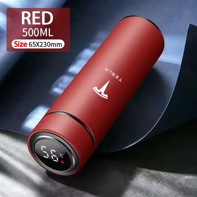 PKWYZ1 500ML Temperature Display Thermos Cup For Tesla Model 3 Model S Model X Model Y Roadster SpaceX Tesla Logo Car Thermos Bottle