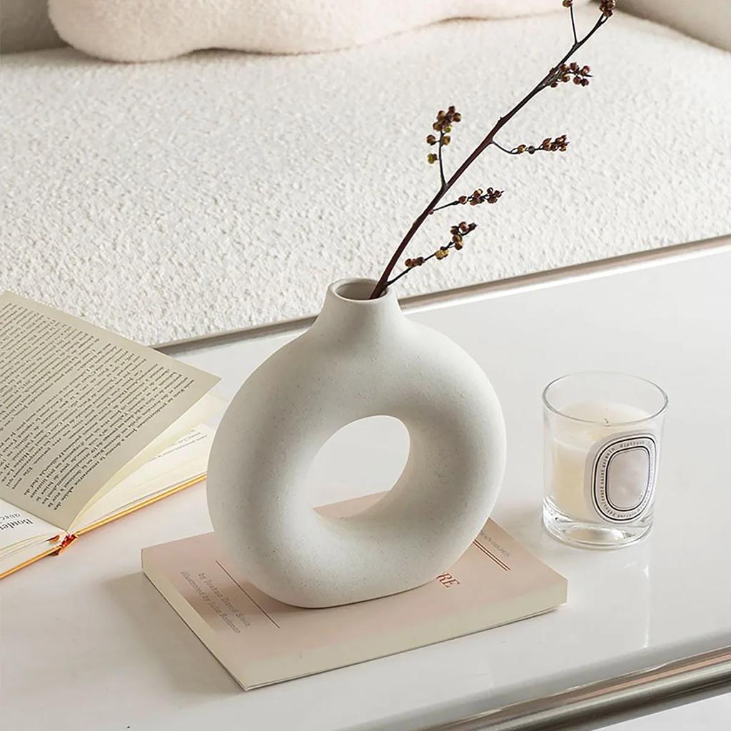 1 шт. - Керамическая ваза, круглая матовая ваза, минималистичная скандинавская богемная ваза, украшение для дома