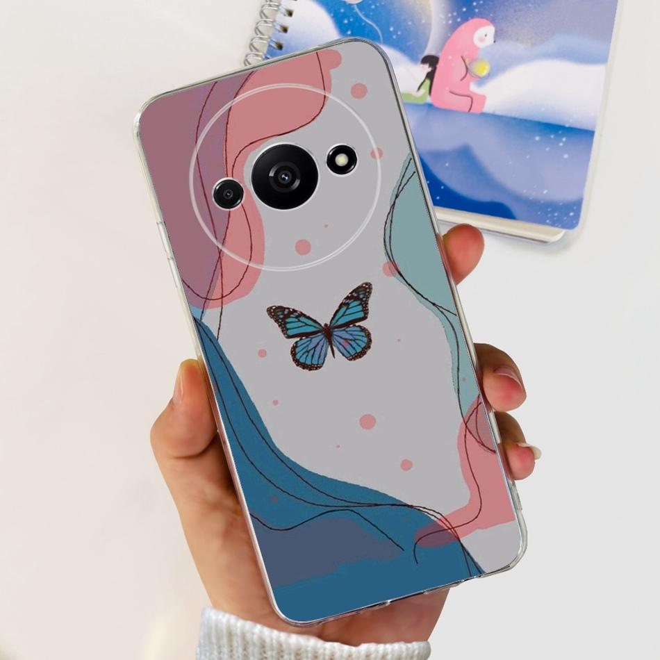 Чехол для Xiaomi Redmi A3 RedmiA3 A 3 4G 2024 Элегантный принт Мягкий силикон Прозрачный ТПУ Тонкая задняя крышка телефона