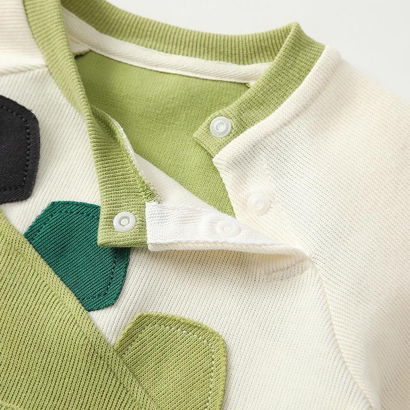 2025 Autumn Baby Boy Green Dinosaur Two-Piece Set: Long Sleeve & Pants for Casual Outings