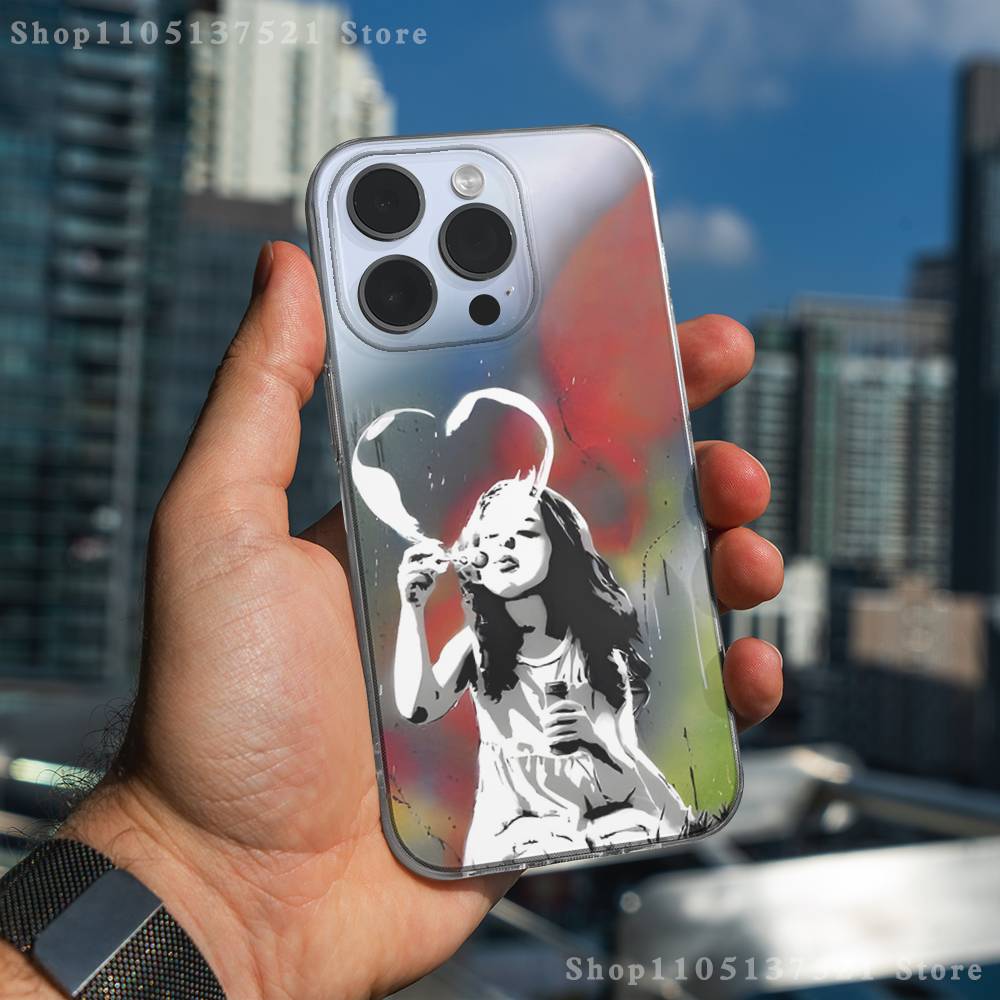 Graffiti B-Banksyes Artist Phone Case For iPhone 17,16,11,15,13,14,12,Air,Mini,Plus,Pro,Max,Plus,E Clear Soft Shell