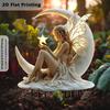Acrylic Moon Fairy Garden Stake Decoration Weather-proof Outdoor Yard Lawn Patio Pathway Waning Moon Elf Stake Stick Ornament