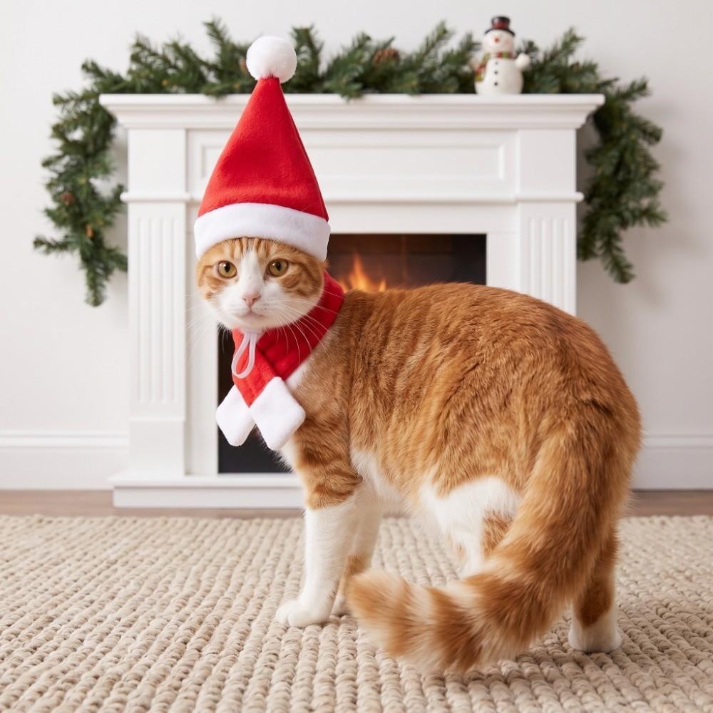 Reusable Dogs Cat Santa Hat Kit Comfortable To Wear Dogs Cats Cosplay Hat Christmas Party