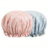 Waterproof Bath Hat Women Shower Cap Elastic Reusable Bath Hat Bathroom Double Layers Hair Cover Women Bathroom Accessories