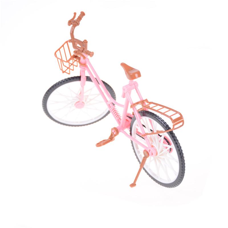 Pink Detachable Bike Bicycle With Basket For Doll House Toy Accessories