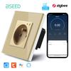 BSEED French Zigbee Socket Wall Smart Sockets Power Monitor Function Tuya Smart Life Google Alexa Voice Control Glass Panel 16A