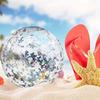 PVC Inflatable Beach Ball Sequin Water Play Ball Fun Glitter Beach Ball  Pool Party