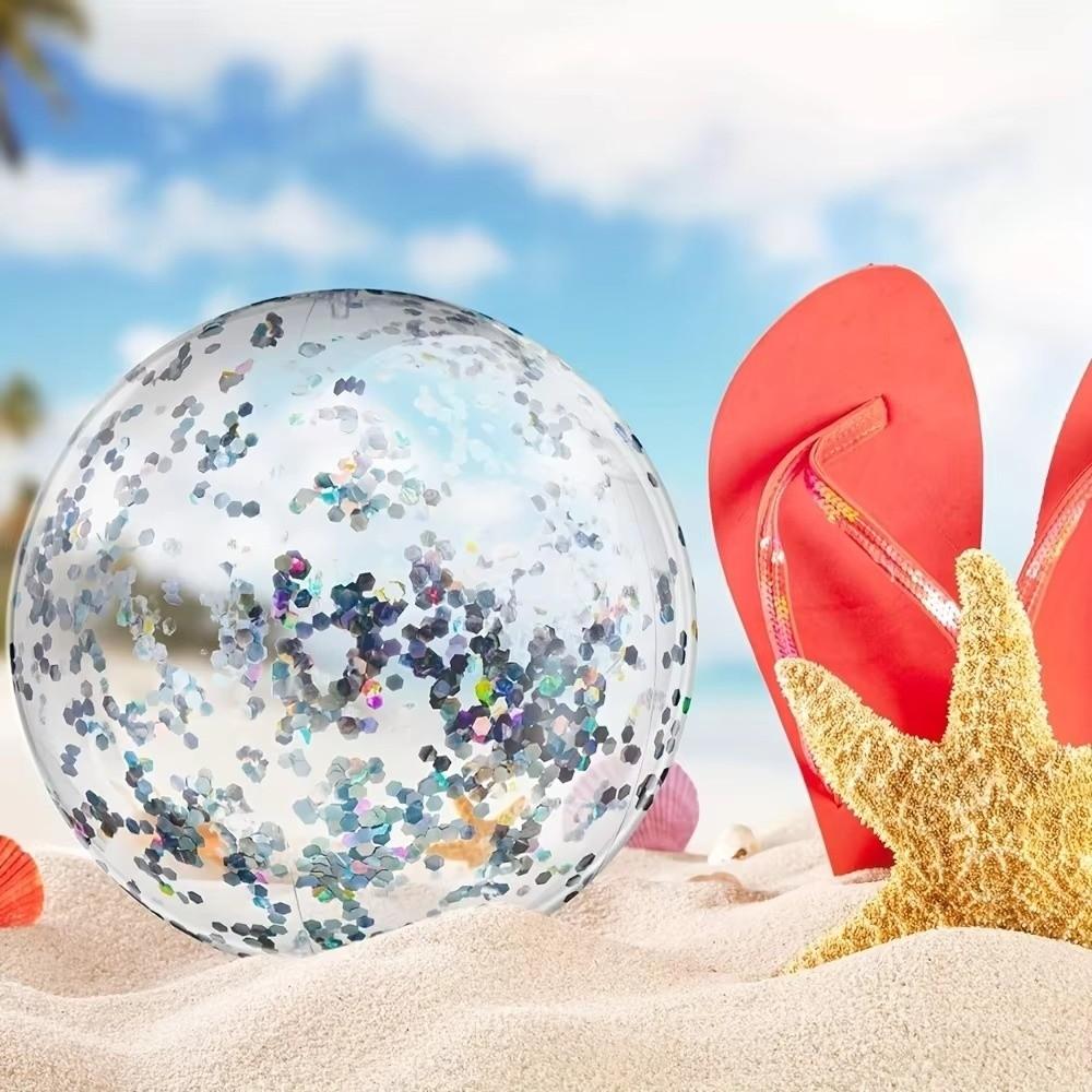 PVC Inflatable Beach Ball Sequin Water Play Ball Fun Glitter Beach Ball Pool Party