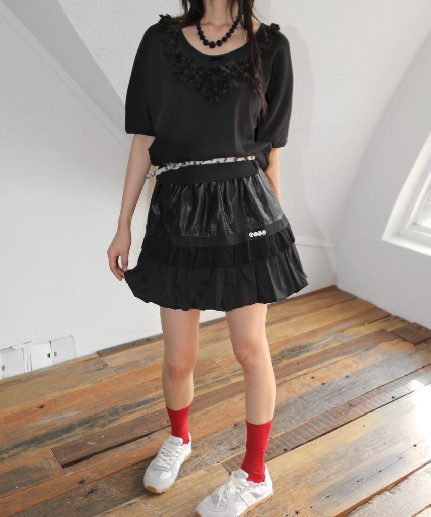 Nofficial Noffice Lace Pumpkin Elastic Skirt Black