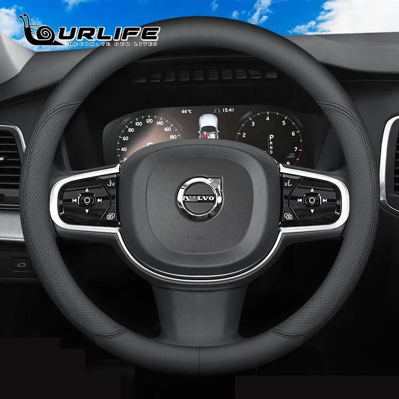 Для Volvo XC90 2015-чехол на руль, кожаный чехол на руль, автомобильный чехол на колесо автомобиля