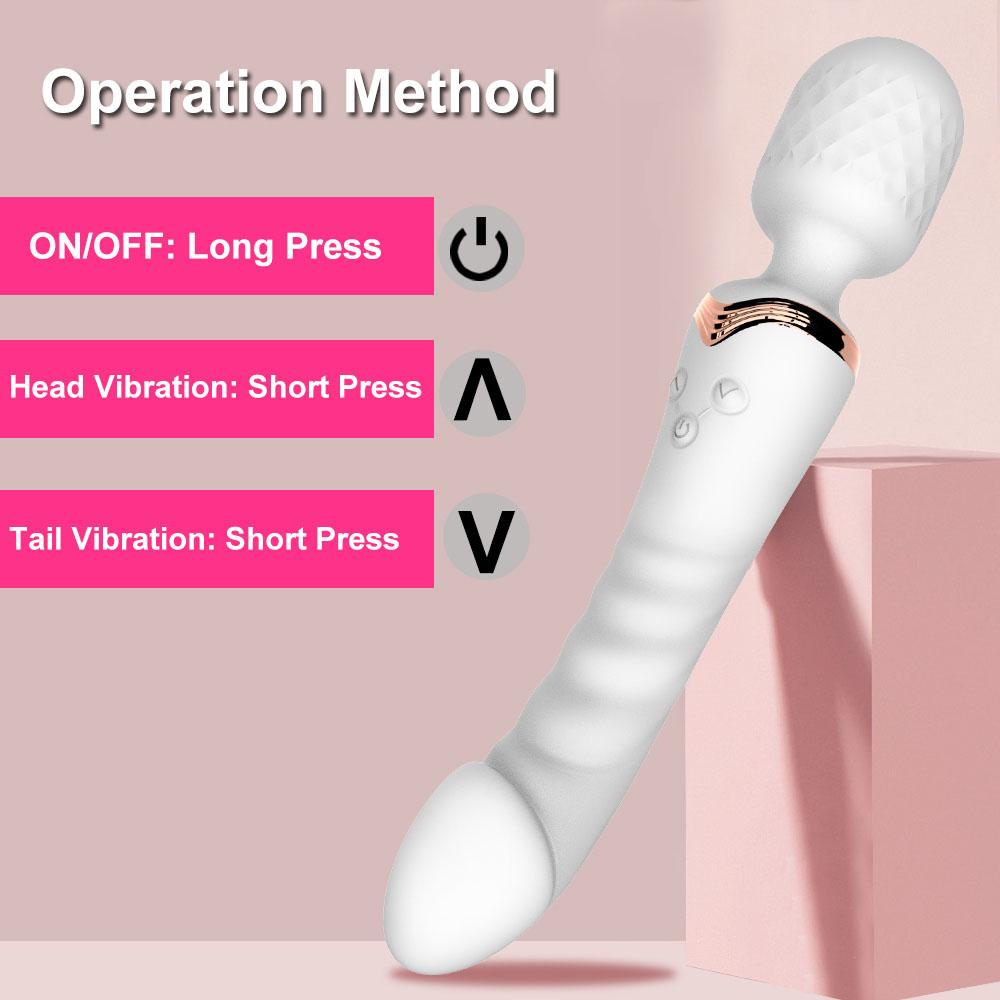 Dual Motor Magic Wand Vibrator 10 Modes G-Spot Massager Rechargeable Lithium Battery Clitoris Stimulator Dildo for Women Anal Plug Toys for Adult