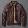 Китайский размер мужская кожаная куртка широкая грудь большой размер мягкий настоящий воловья кожа летный костюм короткий свободный крой