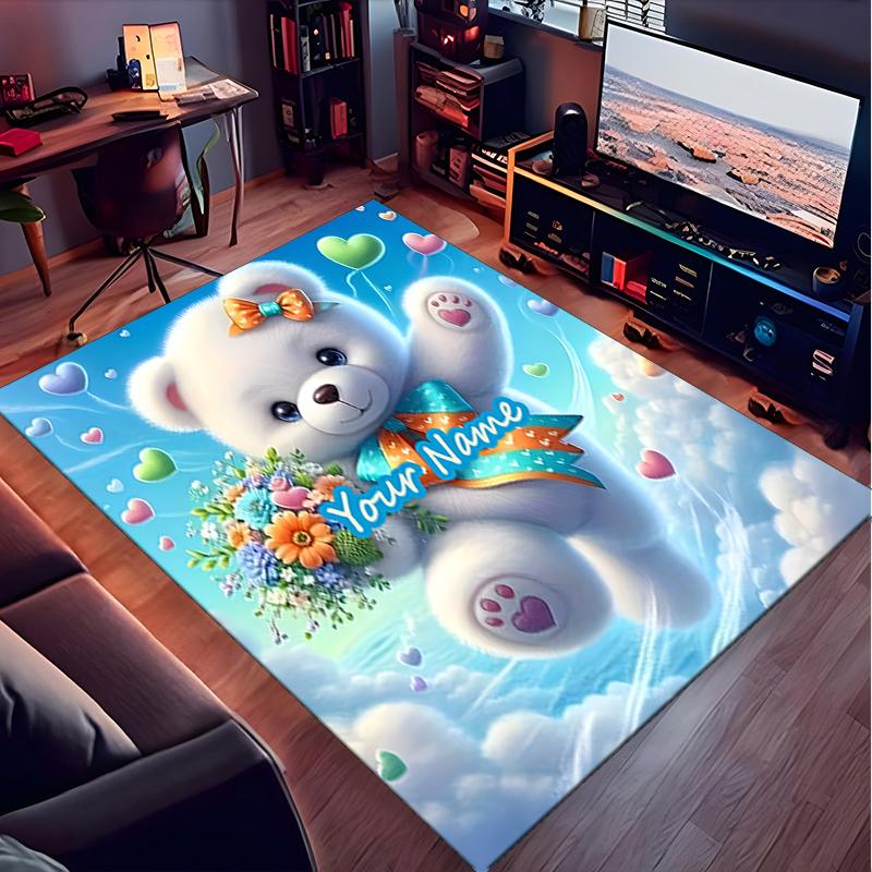 1PC Custom Name "Teddy Bear Dreams" Theme Floor Mat Ideal for Living Room, Game Rooms, Office, Bedroom, Office Floor Mat , Floor Mats for Home