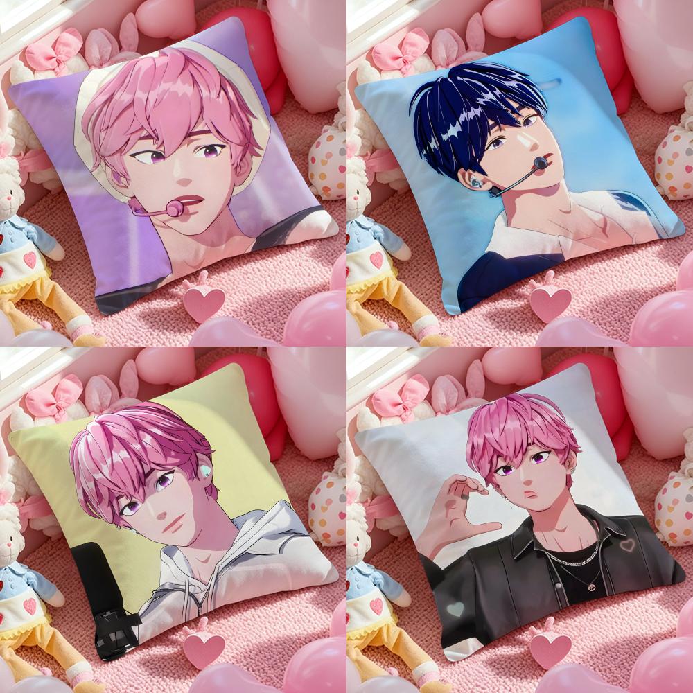 Kpop PPLAVE Bamby Cushion Cover Antidustmite Pillowcase Invisible zipper silky short plush Sofa cushion cover