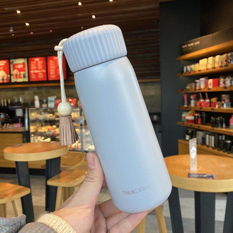 Японская термос, женская милая простая детская термос с кисточкой, портативная чашка для воды, 400 мл, термос