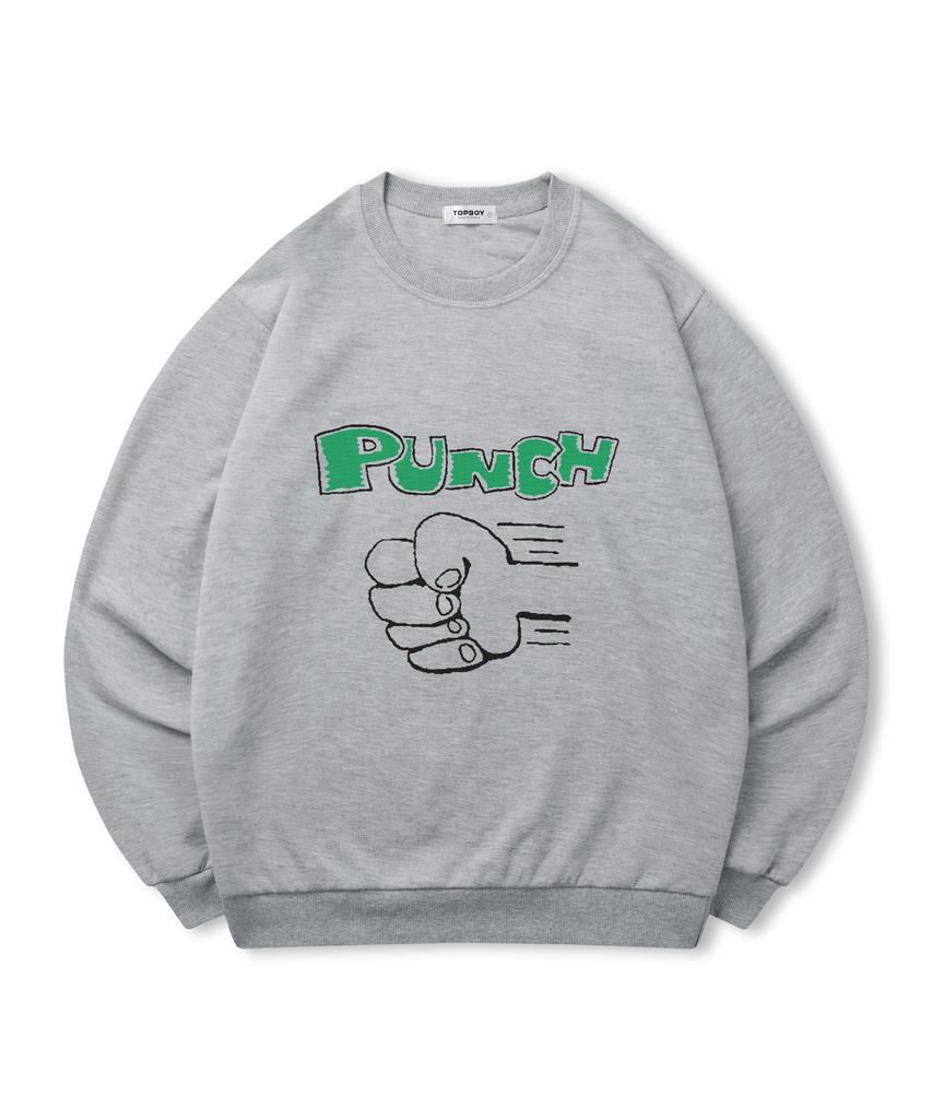 TOPBOY [Non-Fleece Or Fleece] Punch Print Sweatshirt (C Type)