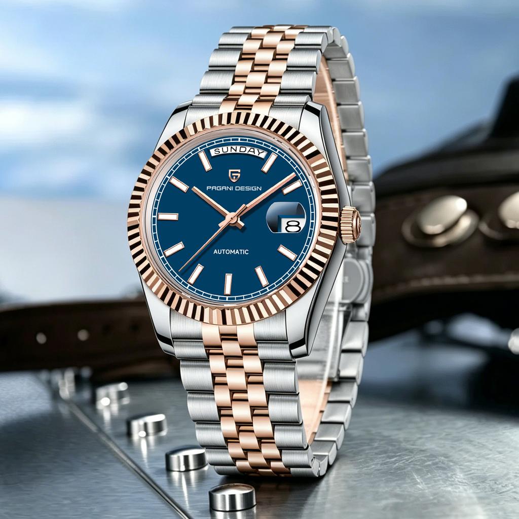 PAGANI DESIGN New Enamel Dial DD36 Luxury Gold Blue Automatic Mechanical Watch For Men AR Sapphire Crystal Wristwatch Men