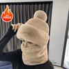 Winter Scarf Set Hooded for Women Plush Neck Warm Outdoor Ski Windproof Hat Thick Plush Fluffy Beanies