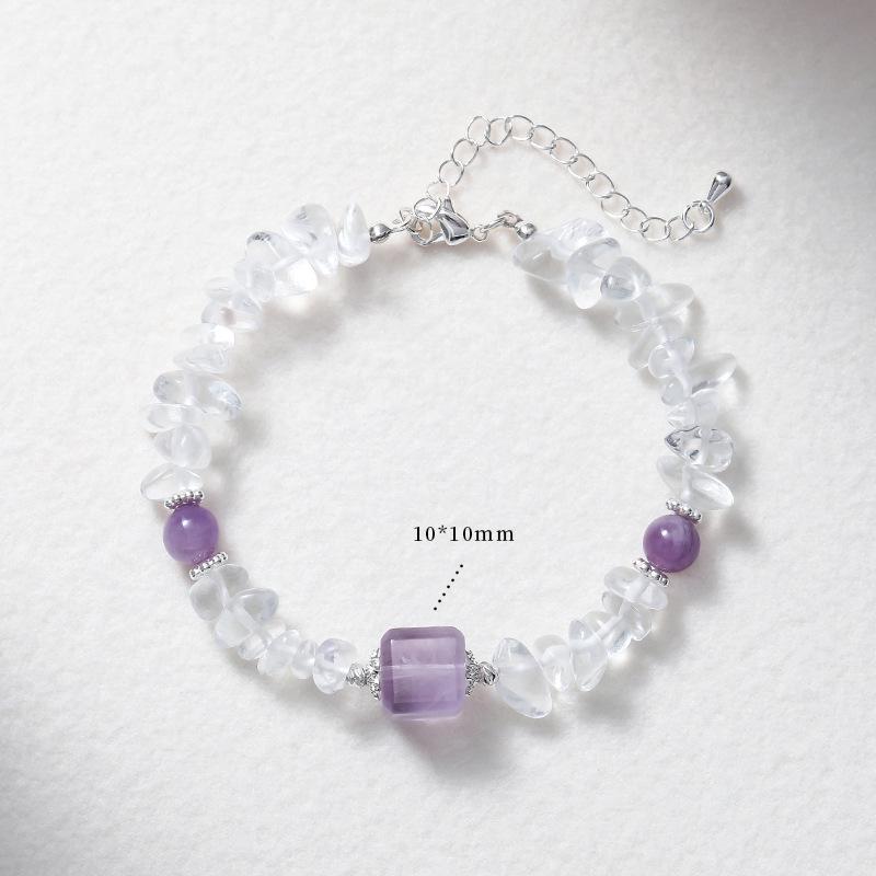 Amethyst & White Crystal Beaded Bracelet for Girls - Sweet Summer Fairy Jewelry